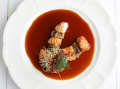 Szaszłyk z Foie Gras i łososia w occie malinowym